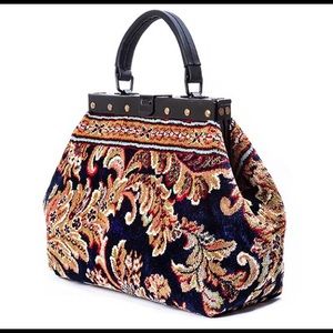 Heirloom Blossom Navy - Carpet Bag
